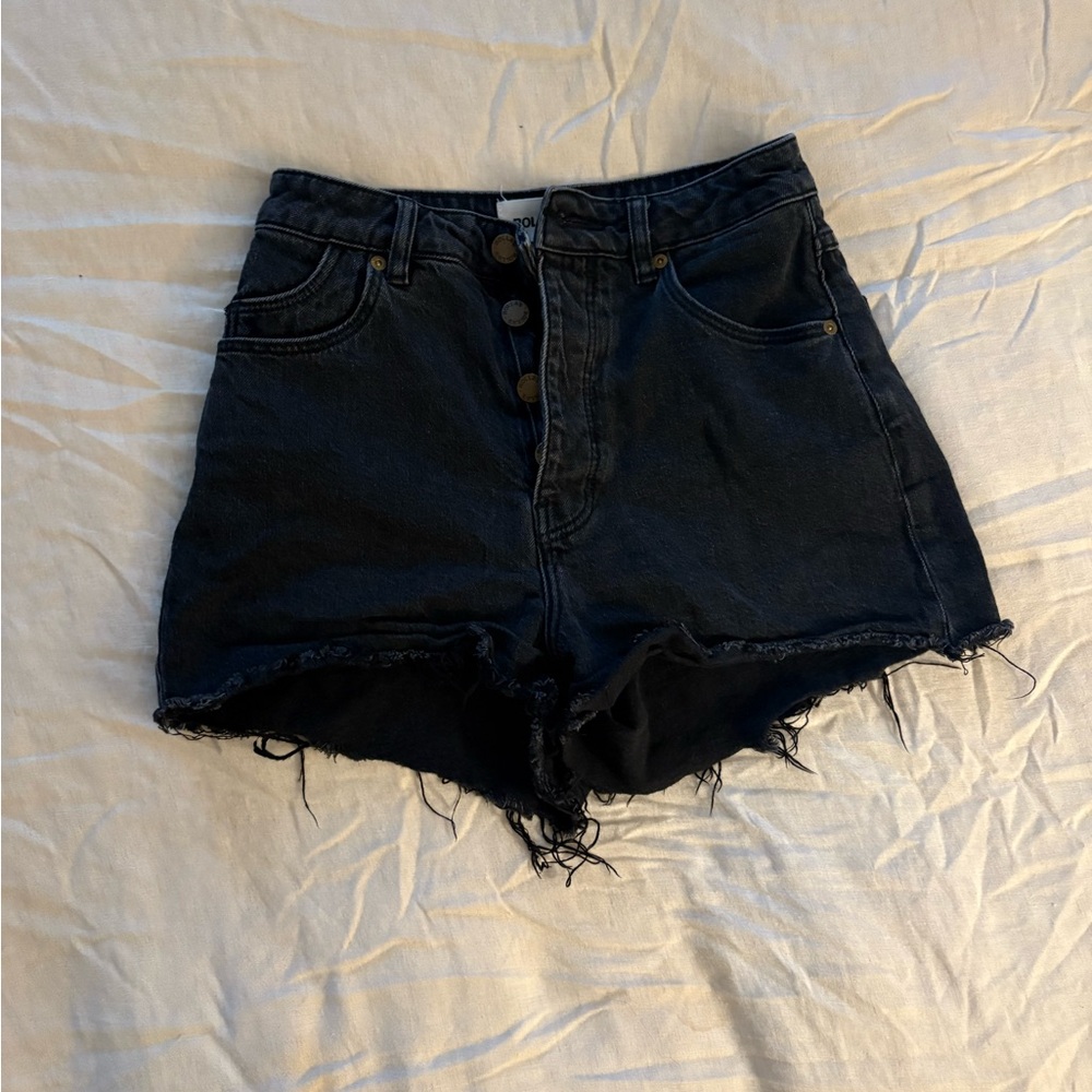 ROLLA'S High Waist Black Denim Cutoff Shorts